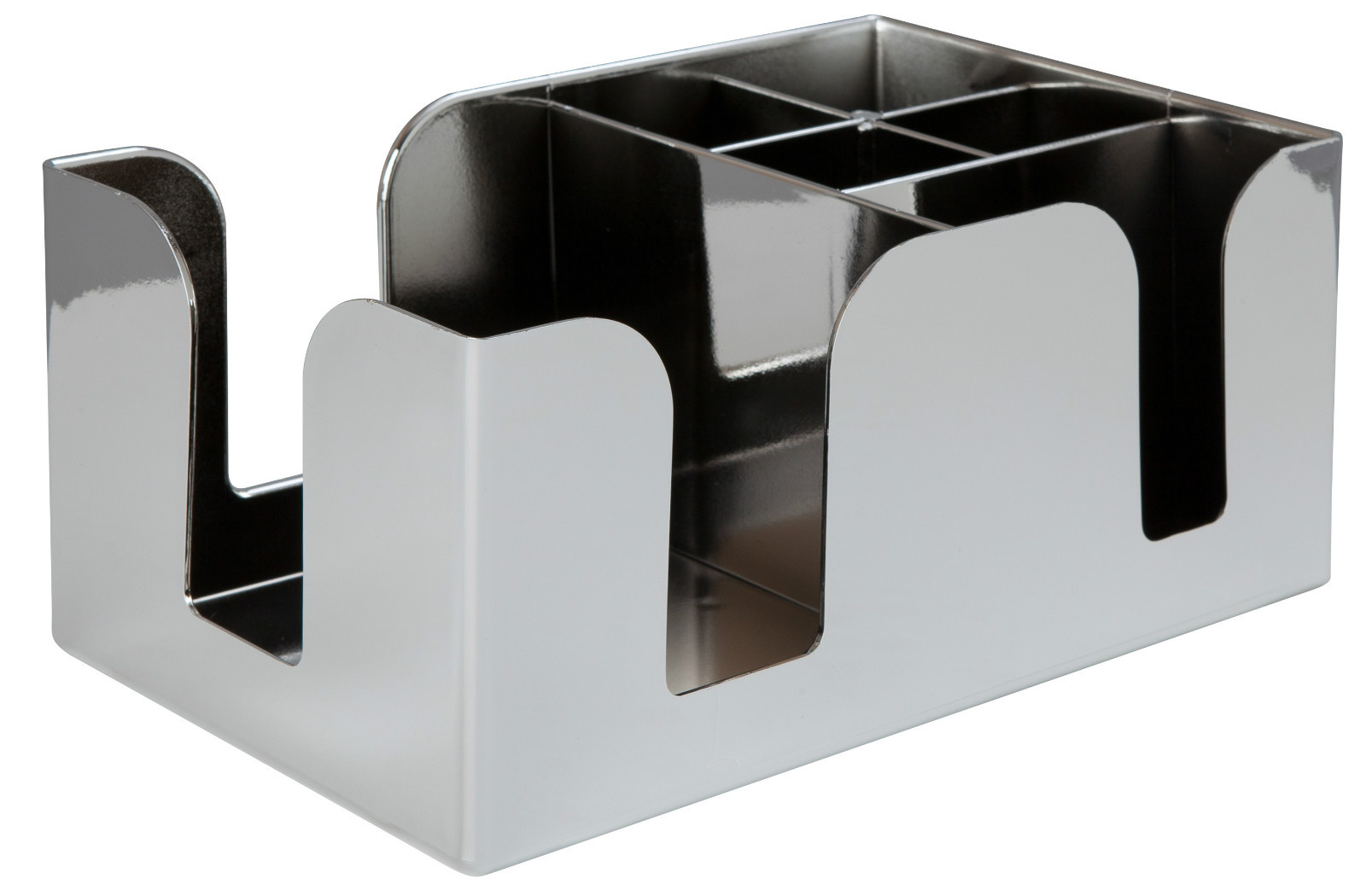 Chrome-Plated Bar Caddy for Straws Stirrers Napkins Storage Holder Unit Pub Tidy