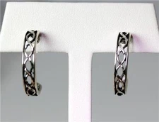 Wheeler Mfg Co Sterling Silver Twine Style Half Hoop Earrings 7/8” – 7825