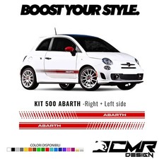 Adesivi Laterali Fiat 500 Abarth 595 Grafiche Fiancate Dx Sx Nere Bianche Rosse