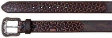Hooey Dark Wash Tooled Geometric Western Leather Belt - 1833BE7