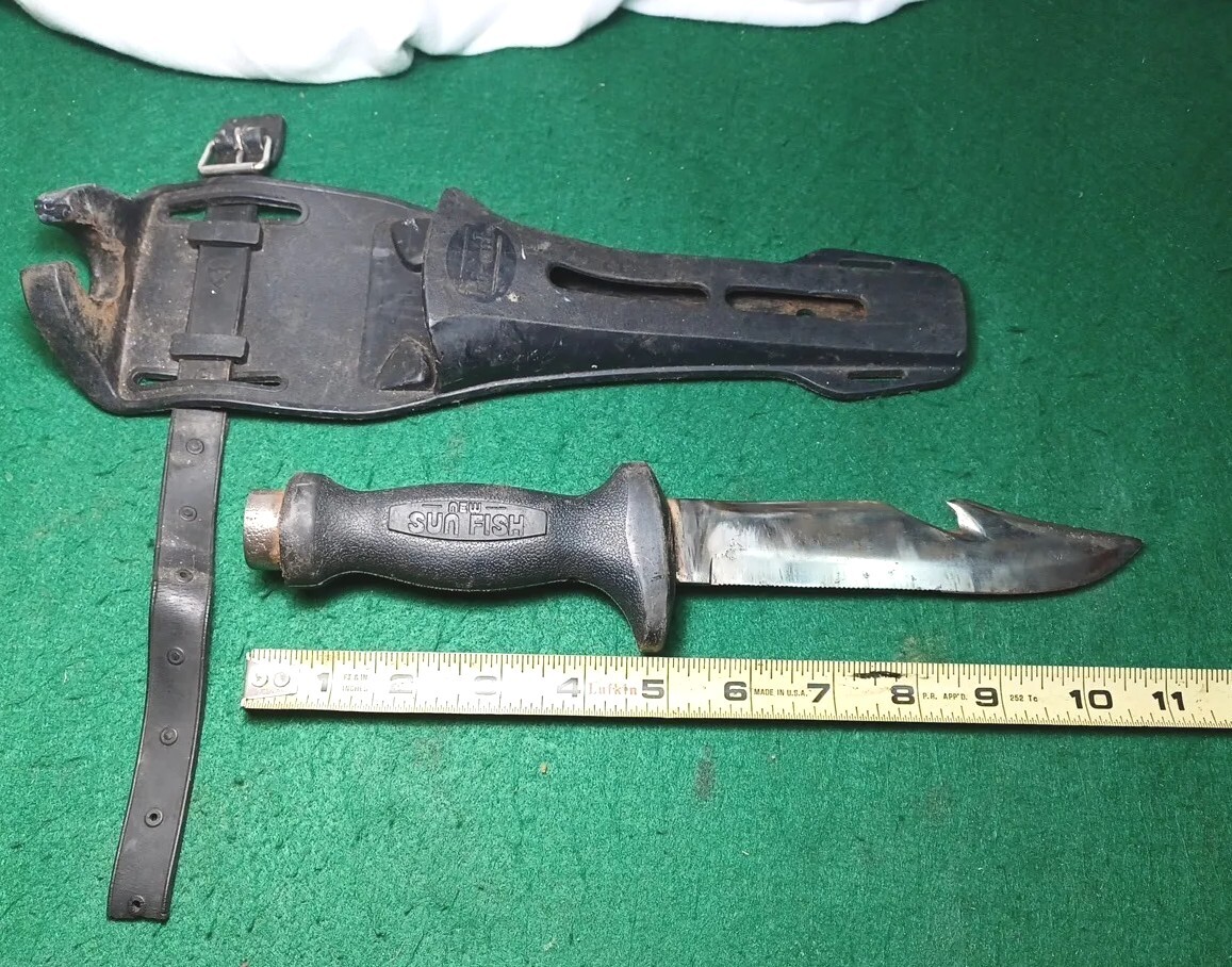 Vintage Sun Fish Hi Cut Stainless Scuba Diving Knife W Vintage Sun Fish Hi Cut Stainless Scuba Diving Knife W
