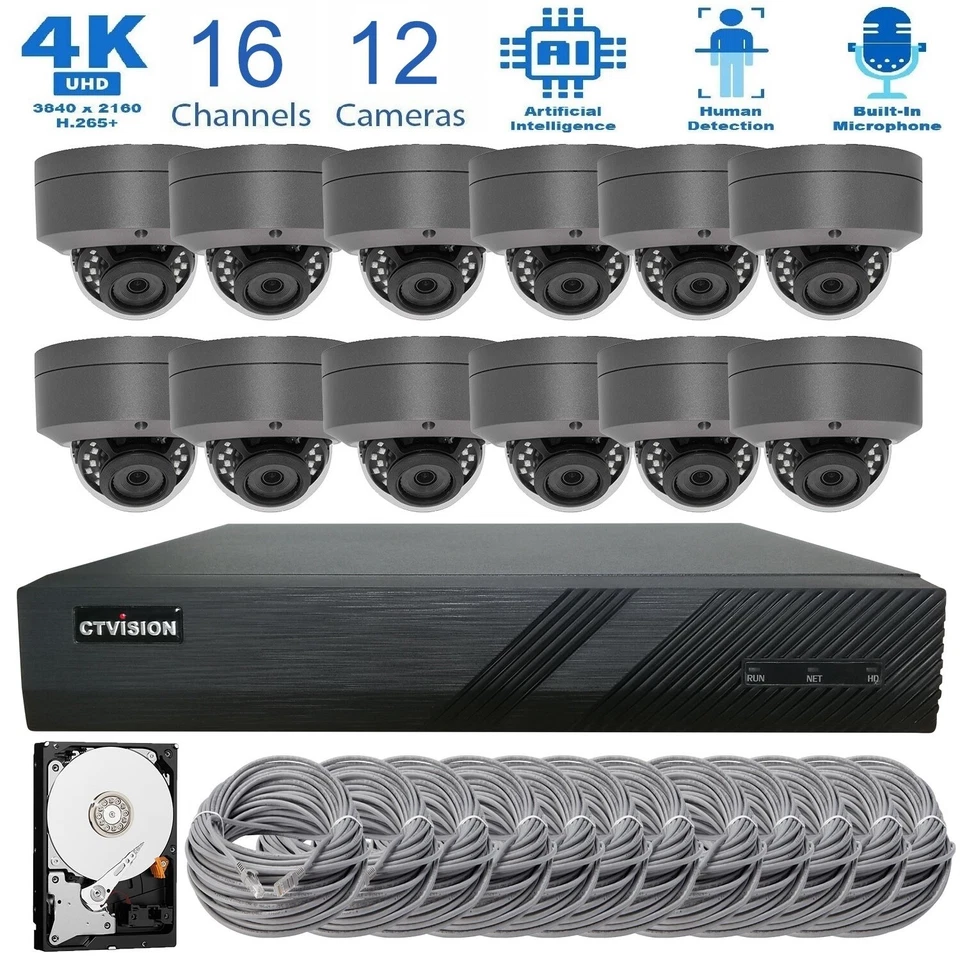 4K NVR 8MP AI Microphone Outdoor Indoor PoE IP 4K Security CCTV Camera System    - Image 4 of 4