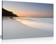 Pretty Soft Colours Beach Sky And Sand Seaside Canvas Wall Art Picture Print