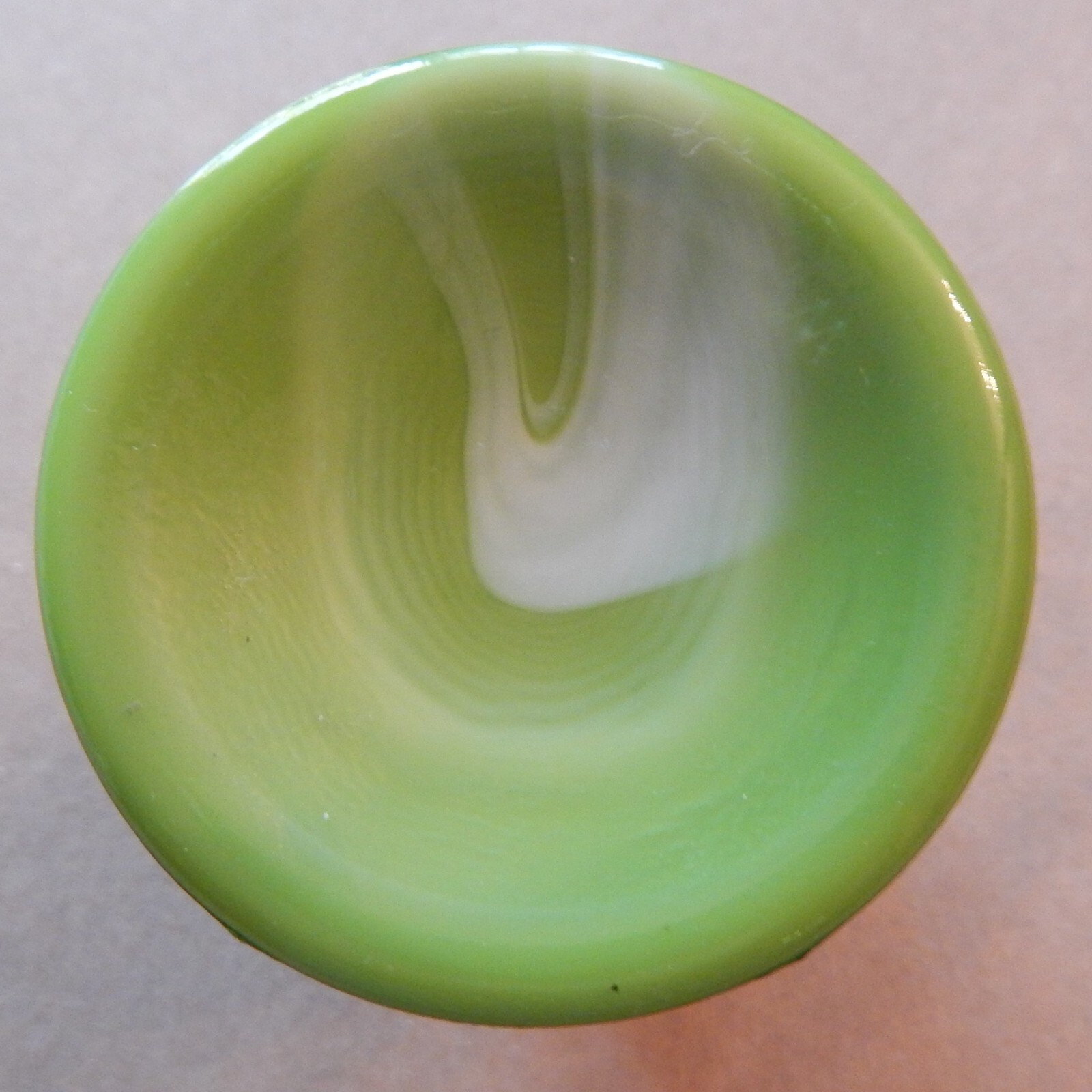 Vintage MCM Westmoreland Glass Green Jadite Swirl Slag Owl Toothpick