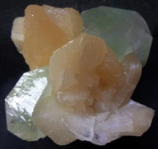 STUNNING GREEN APOPHYLITE CUBES W/ STILBITE BOWS MINERALS SPECIMEN-19.12