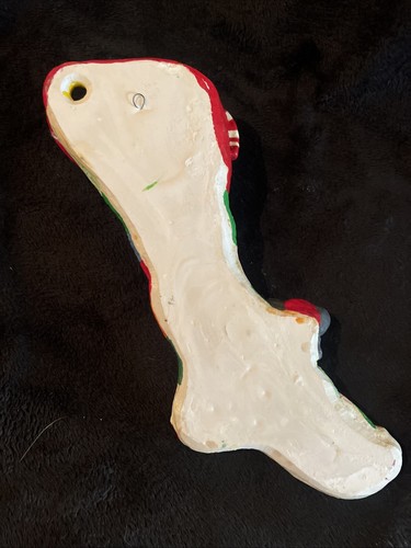 Vintage Carol Rardon Chalkware Calico Weihnachtsstrumpf Maus Wandbehang - Bild 4 von 5
