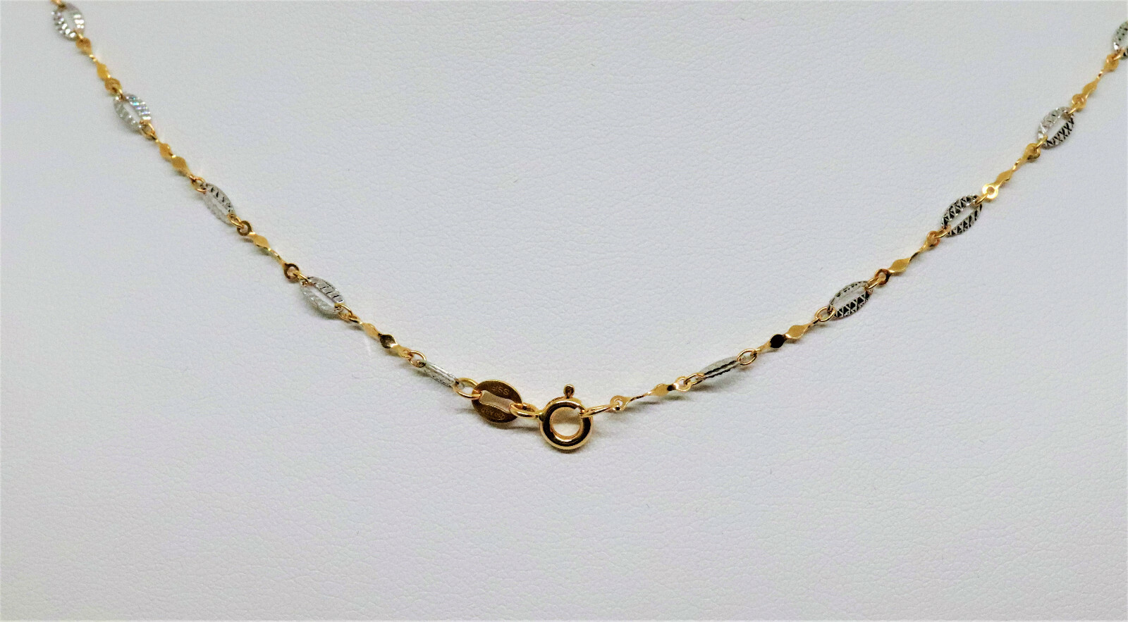 Real Gold 18k Solid TwoTone Gold SeaShell Style Necklace Chain Fine