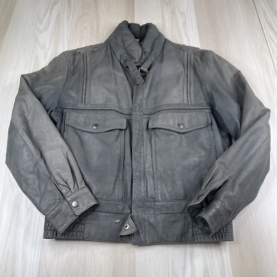 VTG Elliot Kastle Rage Aviator Flight Bomber Gray Leather Jacket Men Size 40