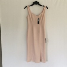 Lulu's Take Me Out Tonight Midi Dress Size S Sleeveless Slit Color Blush Pink