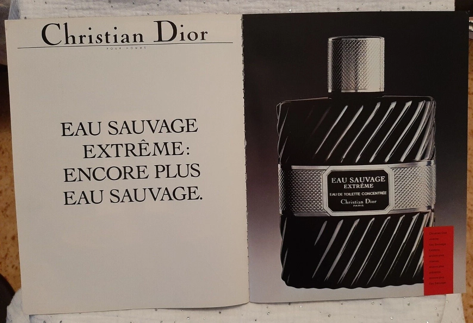 Publicité papier Parfum. Perfume Ad C. Dior Eau Sauvage Extrème de 1984