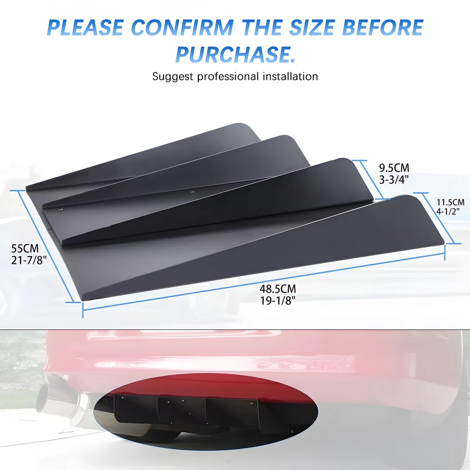 Black Rear Bumper Diffuser Shark Fin Spoiler Splitter For Ford Mustang 2005-2020 Foto 2 de 4