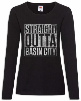 Straight Outta Basin City Damen Langarm T-Shirt Sin Fun City Hartigan Marv