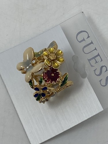 Guess Butterfly Ring Colorful Flower Enamel Chunky Size: 8 - Picture 9 of 9