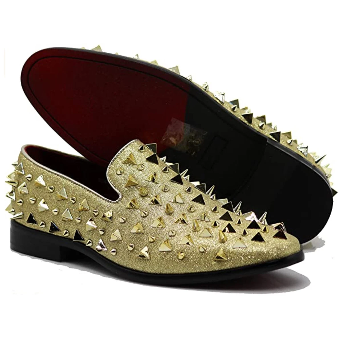 Gold studded loafers hotsell
