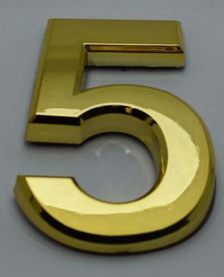 Apartment Number Sign/Mailbox Number Sign,. Number 5 (Gold,3D,...--REF24-1027