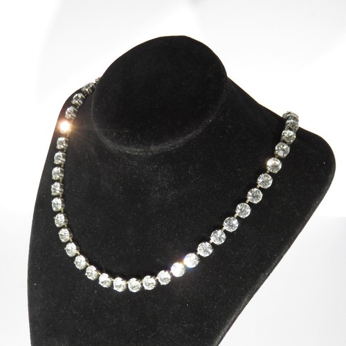 STUNNING 46 CRYSTAL SILVER TONE TENNIS NECKLACE