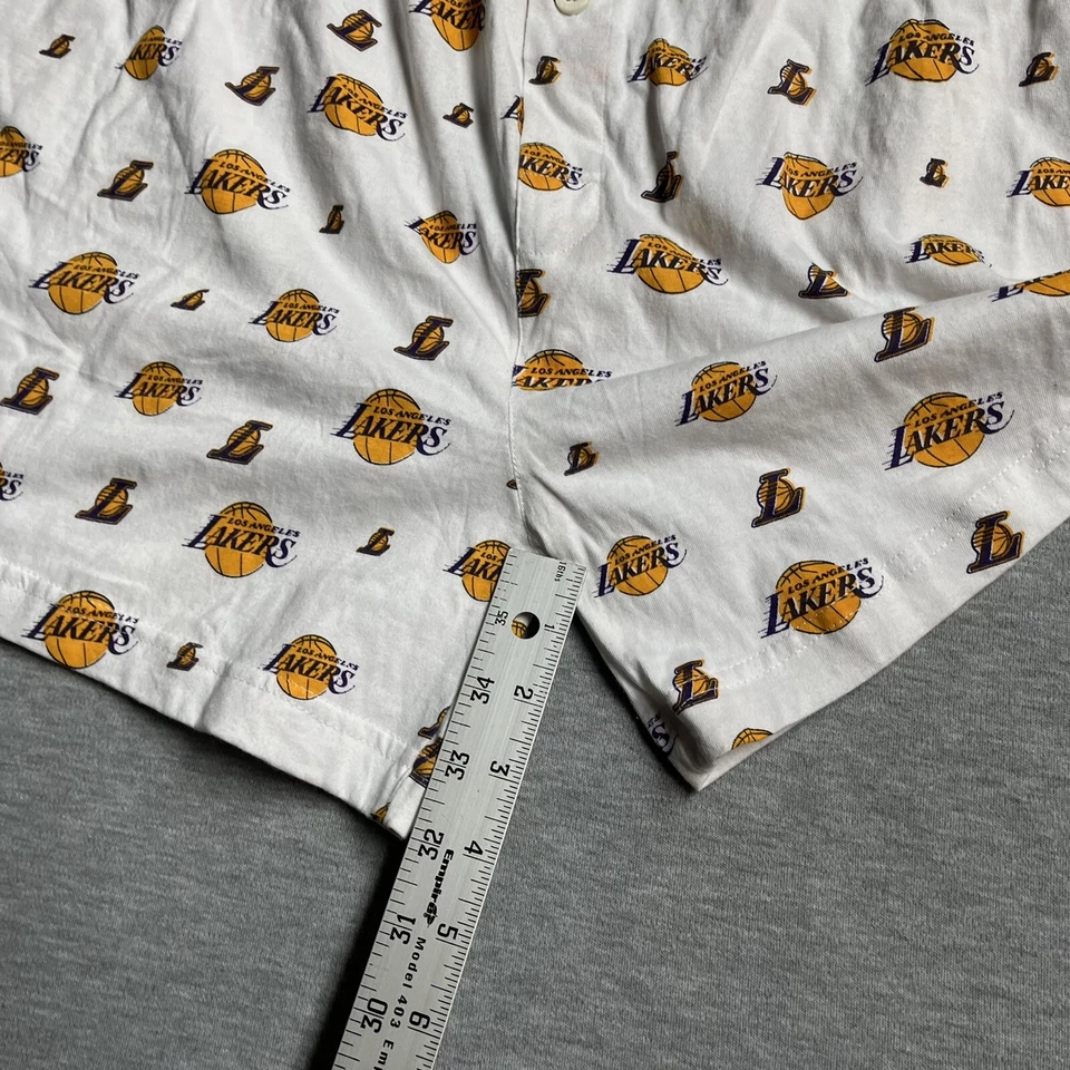 NBA Los Angeles Lakers UNK Mens Sleep Shorts Size Large White All Over Print - Image 4 of 4