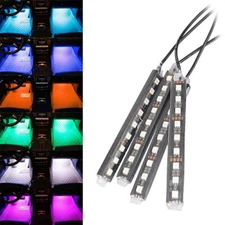 4PCS Colorful LED Car Interior Kit Glow Under Dash Foot Well Seats Inside Light