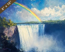 Niagara Falls with rainbow oil painting 8x10 Print