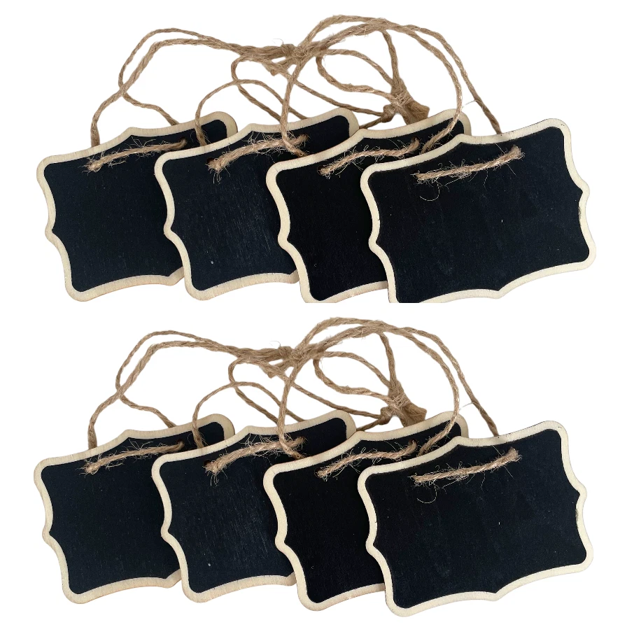 Wooden Chalkboard Message Board Signs 4x Hanging Blackboard Cafe Table Display - Image 4 of 4