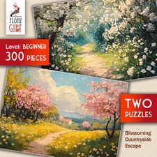 2 x JIGSAW PUZZLES 300pc Blossoming Countryside Escape - pretty florals FG2013