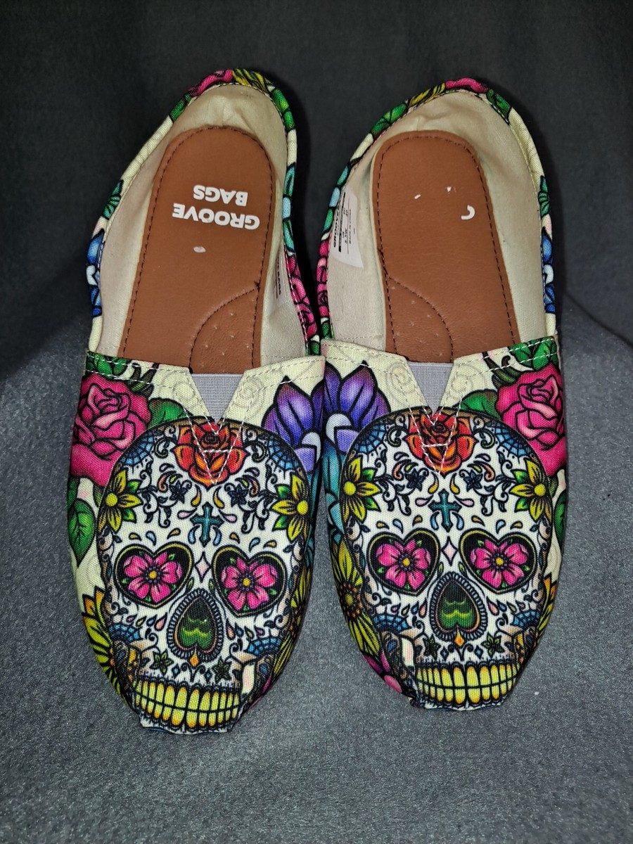 Sugar Skull Size Casual Shoes Groove Bags Comfortable Slip Ons