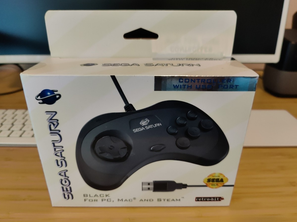 Retro-Bit Official Sega Saturn Wired USB Controller Pad for PC/Mac