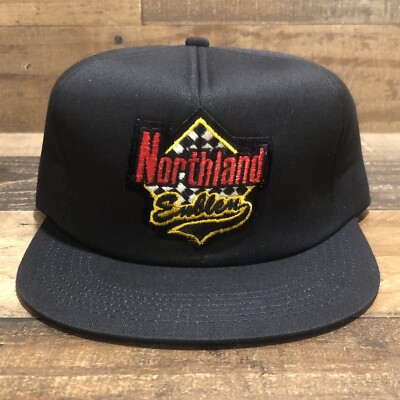 Vintage Northland Emblem Hat Snapback Cap Mens Black USA Made 90s Racing