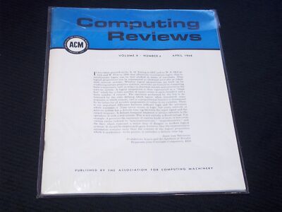 1968 APRIL COMPUTING REVIEWS MAGAZINE - COMPUTING MACHINERY ASSOC. - H 8870