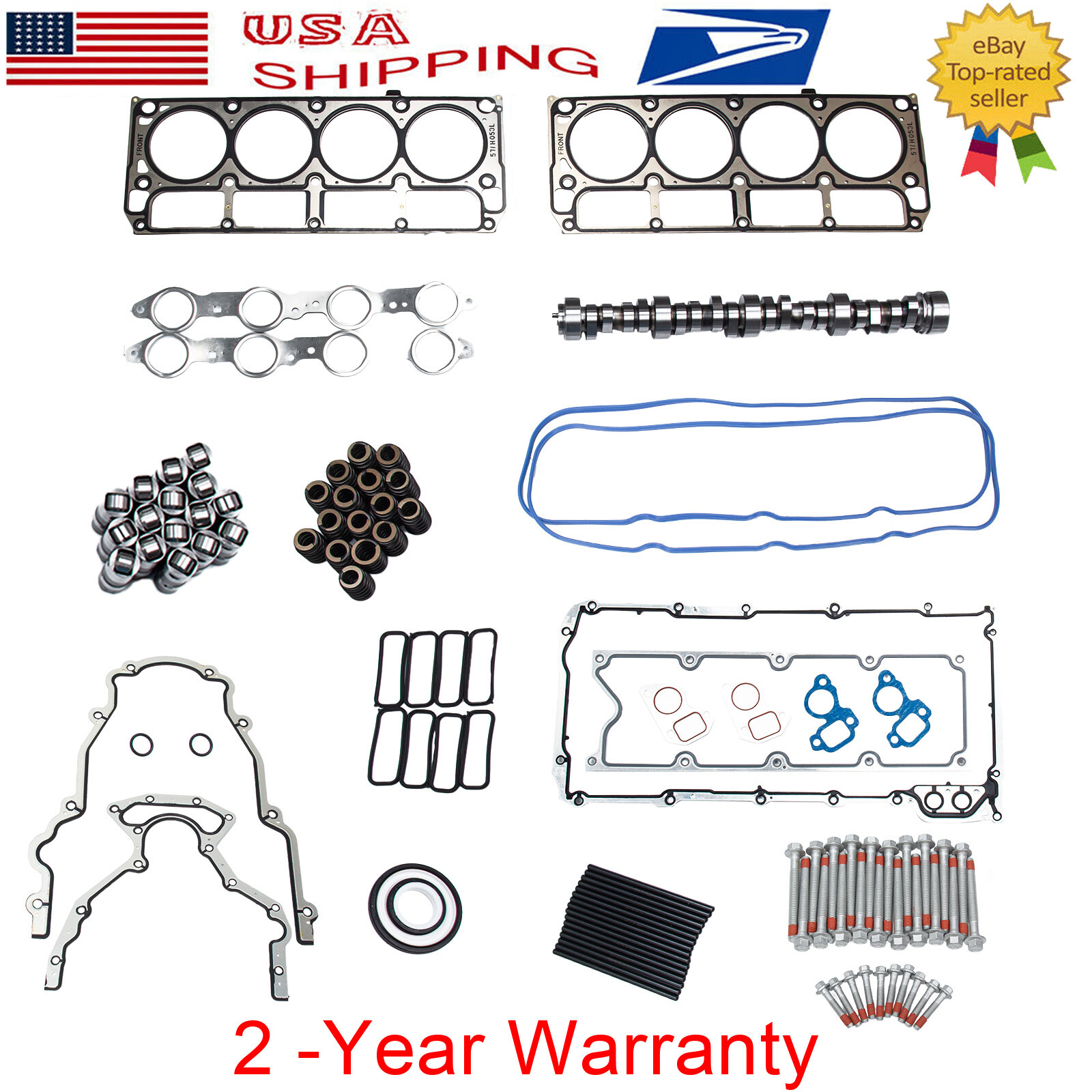 97-UP Chevy LS 4.8 5.3 Sloppy Stage 2 Cam Kit with Lifters & Pushrods for Trucks SUVs