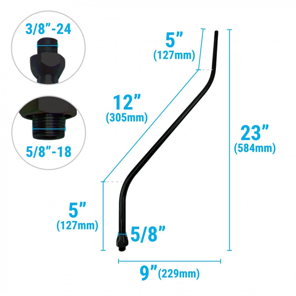 Kit de palanca de cambios de acción única GM 4L80 (E) 23" brazo negro con doble curva y perilla negra Foto 3 de 4