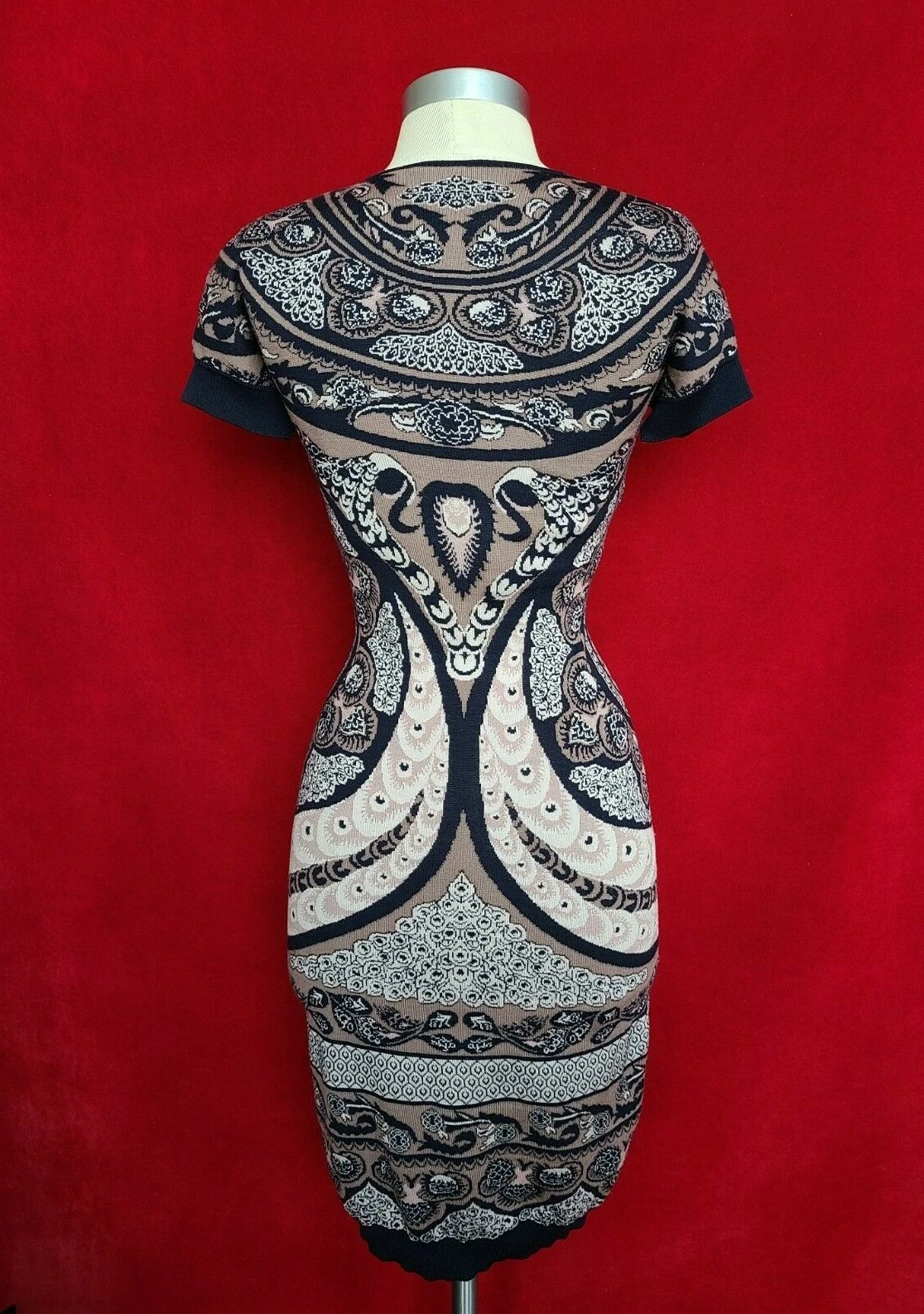 Abito maglione maglia manica corta stampa blu Alexander McQueen taglia S