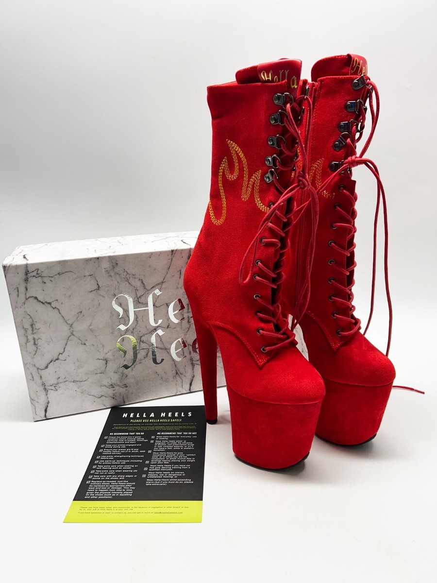 Hella Heels Heeled Boots Red Hella Heels HellGirl Red/Yellow Boots