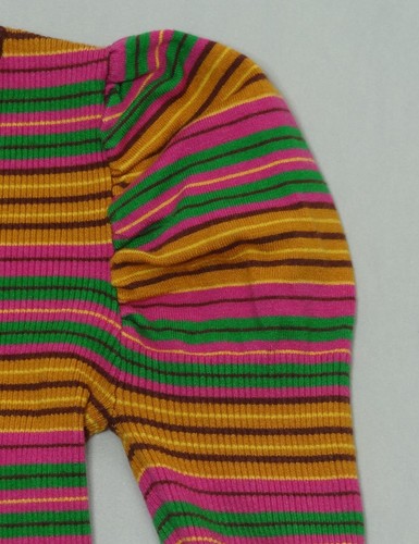 Flying Tomato Striped Top Puffed Shoulders Long Sleeve Crew Neck Girls Size S - Picture 7 of 15