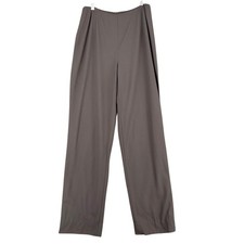 Oscar de la Renta Wool Blend Trousers Size 10 Wide Leg Pleated Gray Brown Pants