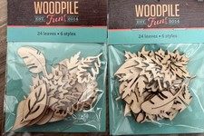 Woodpile Fun Wooden Leaf Shapes 48 Count 6 Styles New Unfinished Craft Supplies
