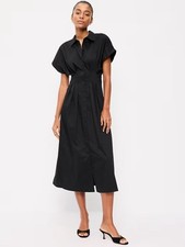 NEW! Old Navy Black Pintuck-Waist Midi Shirt Dress - Size XS