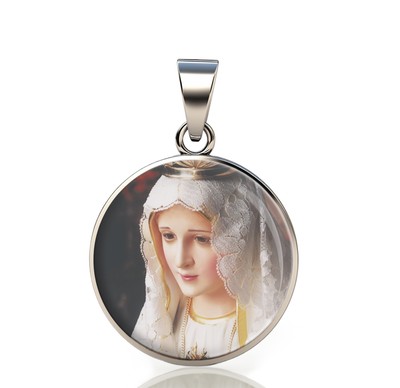 Our Lady Fatima Nossa Senhora 925 Sterling Silver Pendant Christian Medal