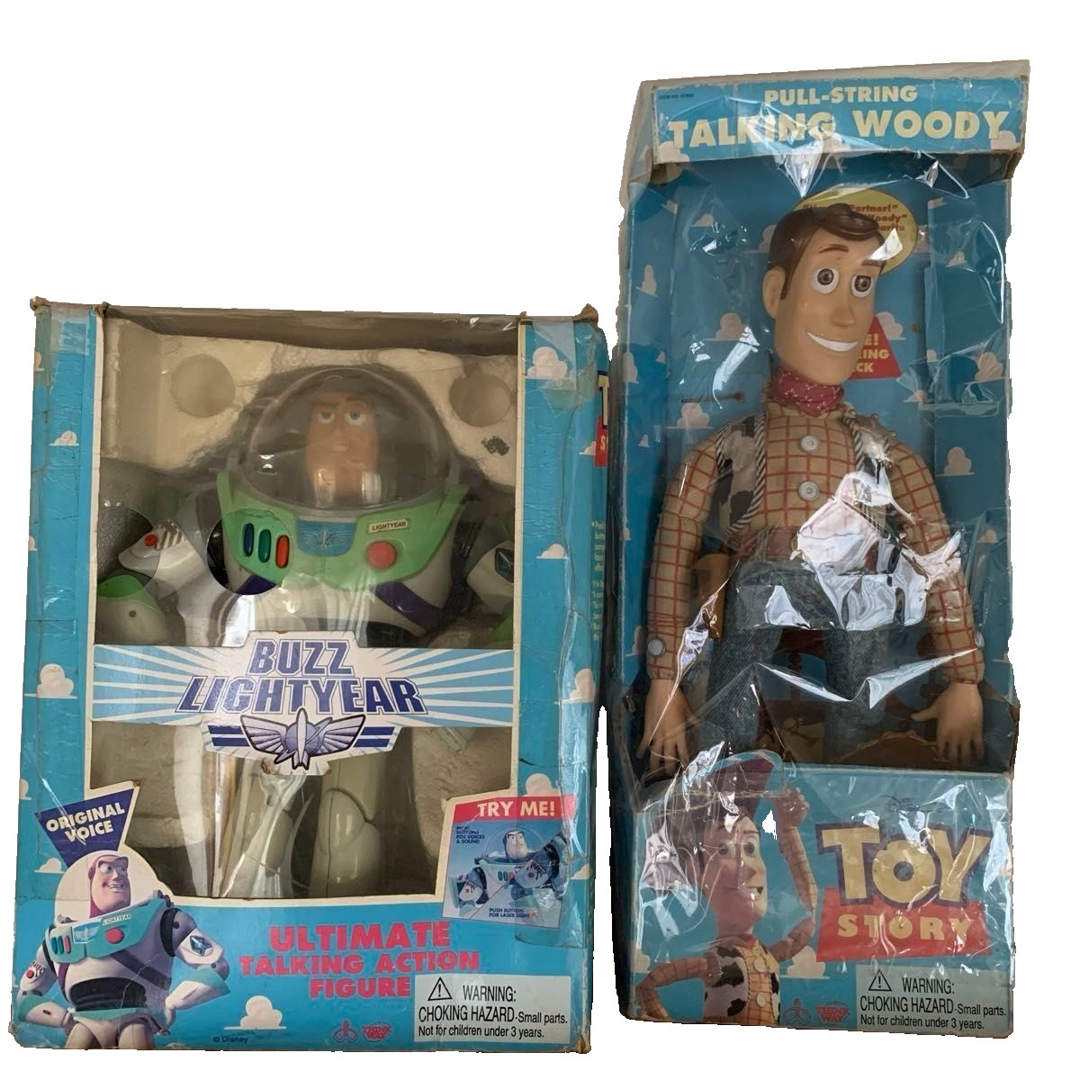 Vintage 1995 Toy Story Thinkway Woody Buzz Talking Doll Set In Box Rare USA