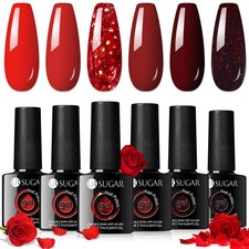 UR SUGAR Red Gel Nail Polish Set - 6 Colors 0.04 Fl Oz (Pack of 6),