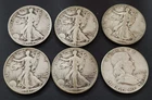 Lot of 6  US SILVER Pre 1964 Half Dollars