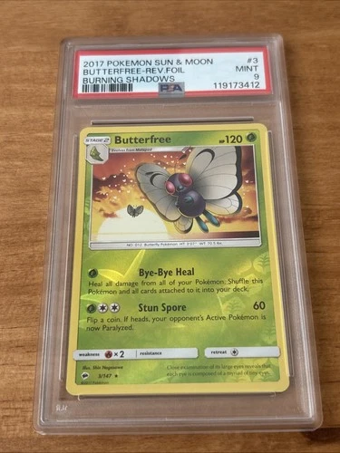 Butterfree Burning Shadows Reverse Holo Rare 3/147 Near Mint PSA 9