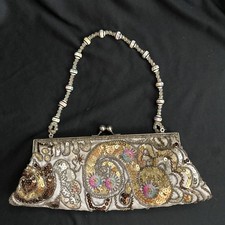 Vintage Stunning Beaded Sequin Evening Bag With UV Reactive Beads on Handle