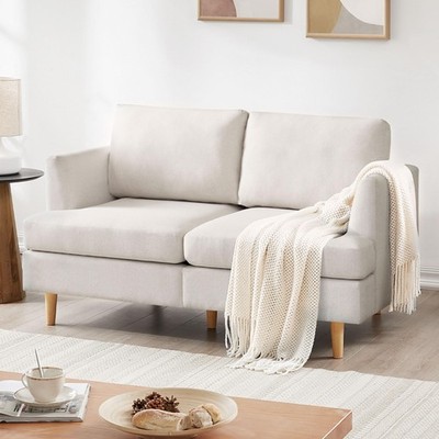 BFD MID CENTURY MODERN LOVESEAT COUCH, 56'' EXTRA DEEP 2-SEAT SOFA - BEIGE
