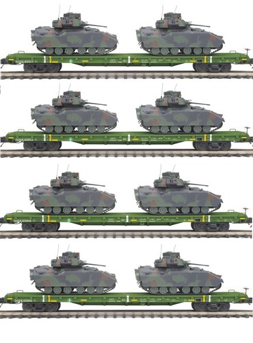 MTH Premier 20-92241 Ejército de Estados Unidos 4 coches 60' juego de coches planos con (2) Bradley Fighting Vehi | Zustand: New
