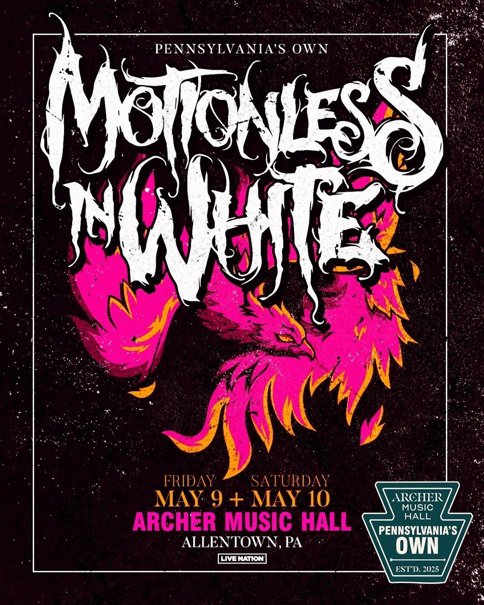 MOTIONLESS IN WHITE ALLENTOWN, PA 2025 CONCERT TOUR POSTER -Metal