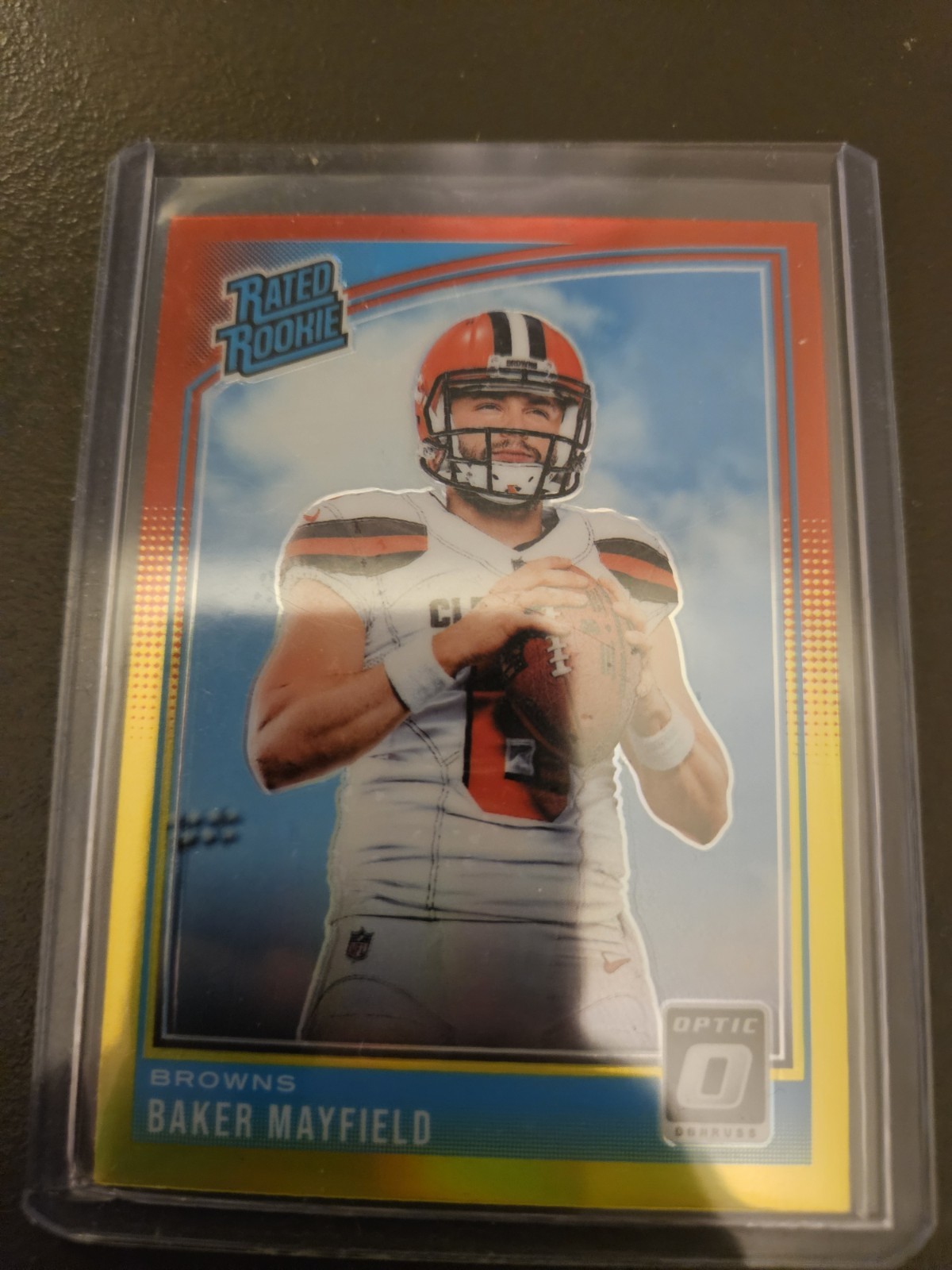 2018 Panini OPTIC Baker Mayfield Rookie RC Yellow RED #153