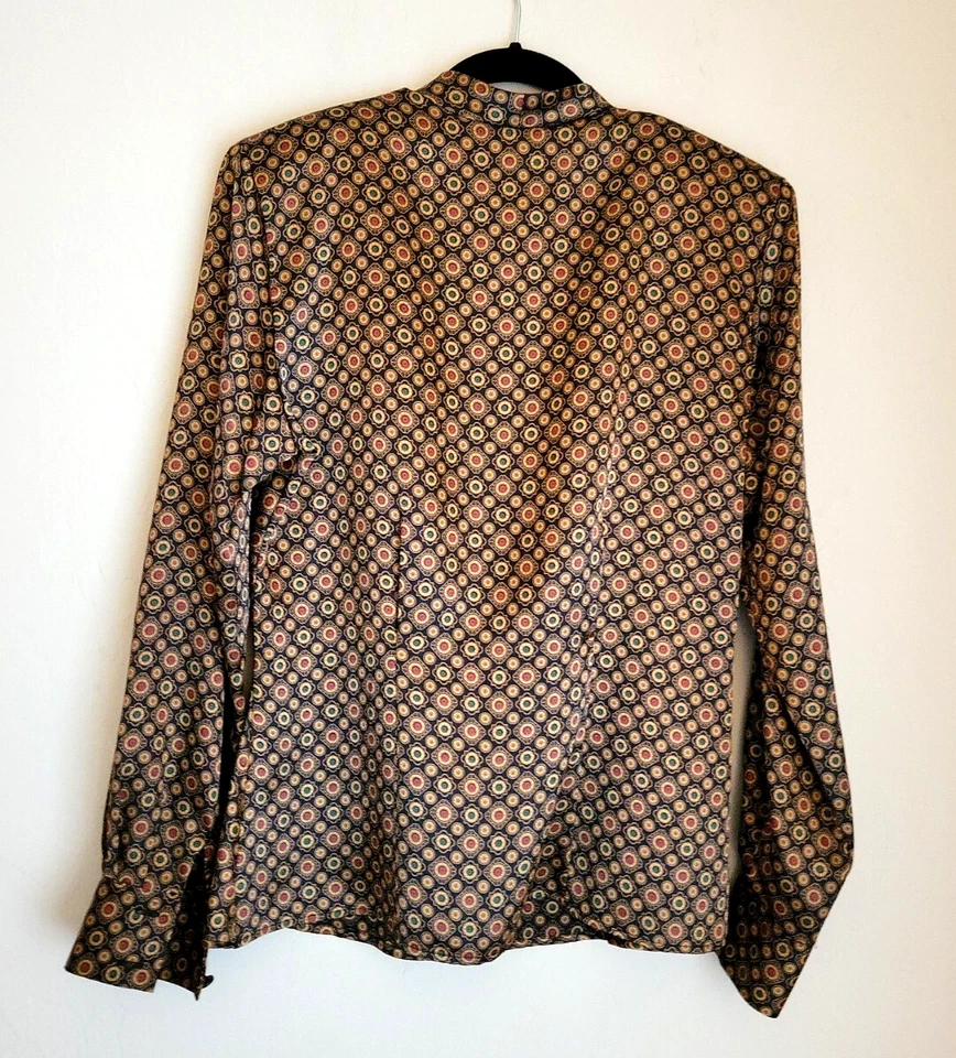 Blusa Top Vintage JH Collectibles Deep V Manga Larga Negra Multi Talla 10 Foto 4 de 4