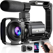 5K Video Camera Camcorder UHD 48MP WiFi Vlogging Camera for YouTube IR Black
