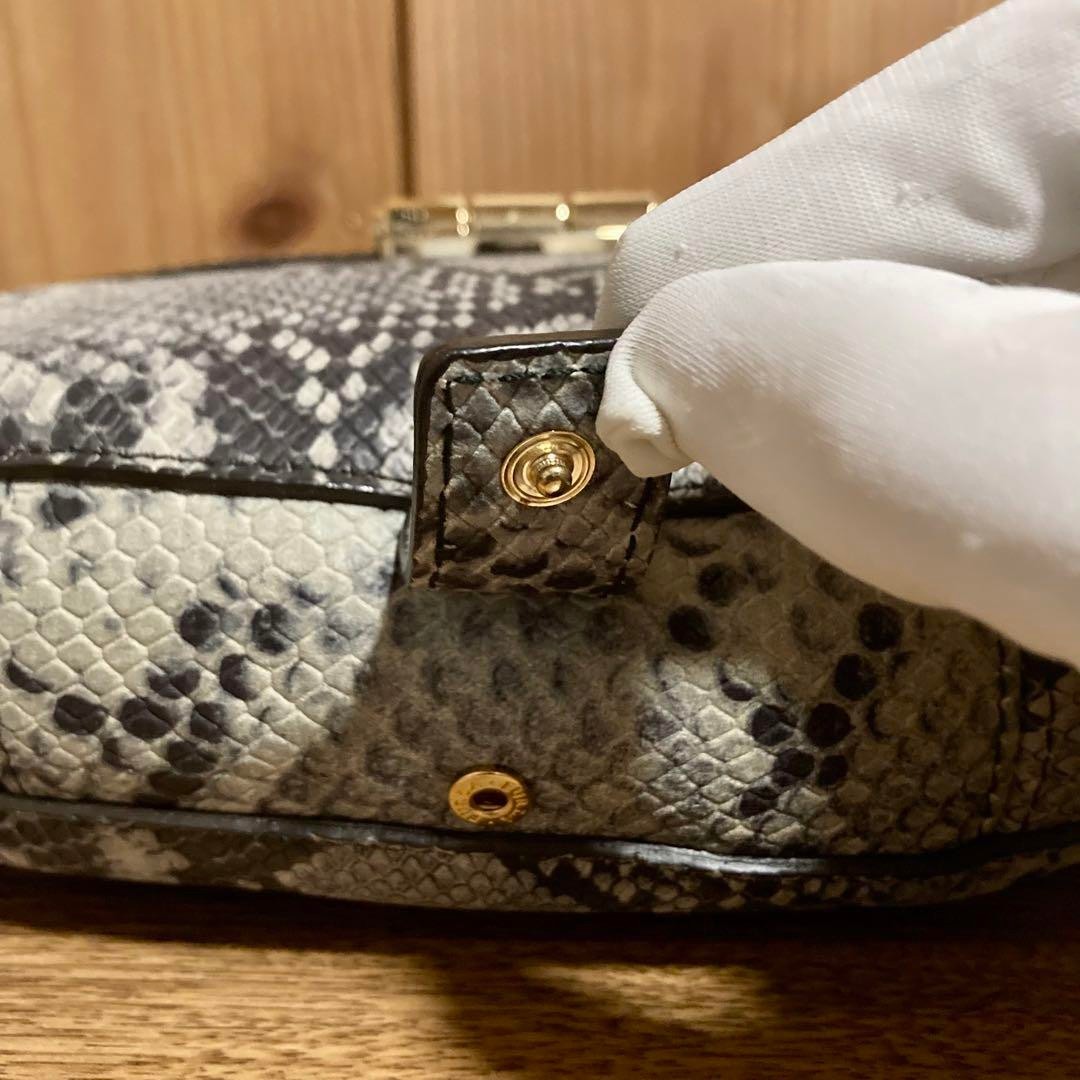 FURLA Python Snake Pattern Tote Handbag with Poch… - image 8